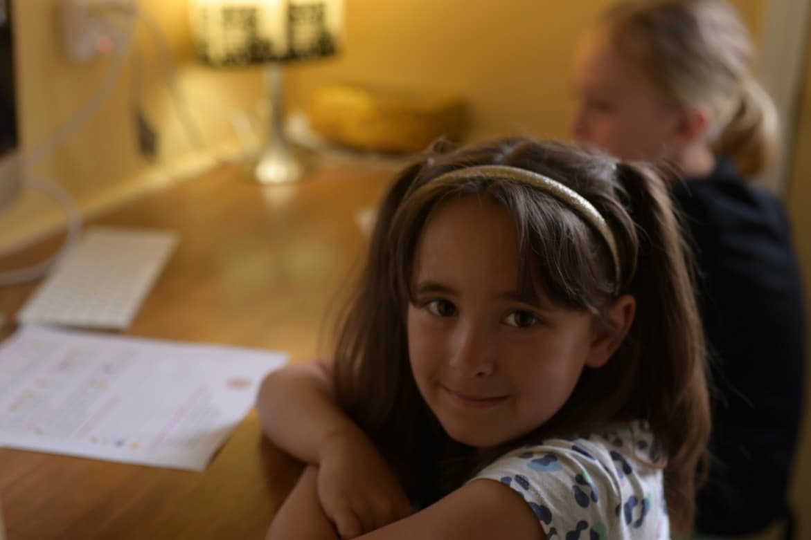A girl during the lesson